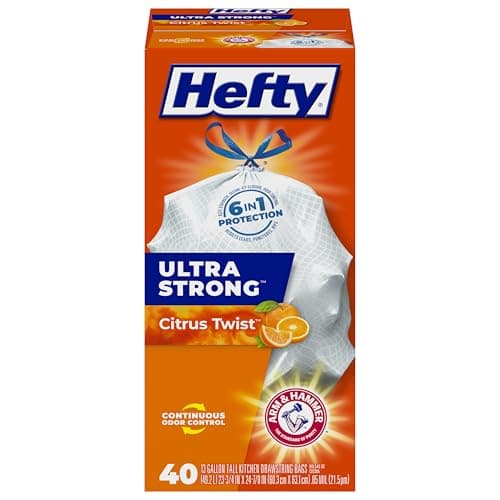 Hefty Ultra Strong Tall Kitchen Trash Bags - Citrus Twist, 13 Gallon, 40 Count