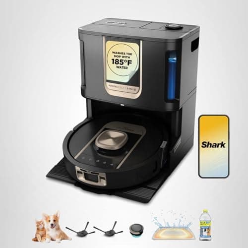 Shark Robot Vacuum & Mop Combo, PowerDetect ThermaCharged NeverTouch Pro, Self-Emptying, Self-Refill with Heated Mop Cleaning, 60-Day Capacity,30-Day Tank, 6 Power Detect Technologies, Black, RV2920XE 12