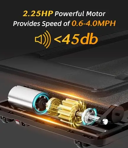 Bifanuo 2 in 1 Folding Treadmill, Smart Walking Running Machine with Bluetooth Audio Speakers, Installation-Free，Under Desk Treadmill for Home/Office Gym Cardio Fitness（Black） 5