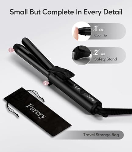 Dual Voltage Mini Curling Iron with 3/4 Inch Barrel, Keratin & Argan Oil Infused, Adjustable Temperature, and Travel Storage Bag 6