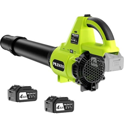 Leaf Blower Cordless with 2 x 4.0Ah Battery Operated and Fast Charger, 650CFM 280MPH Electric Leaf Blower, 3 Speed Mode, 20V Powered Handheld Blowers for Lawn Care, Blowing Leaves, Small Gravel, Green