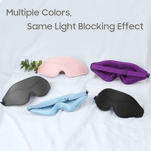 MOEASEii Sleep Mask - Total Blackout 3D Sleeping Mask, Super Lightweight & Silky Soft Eye Mask for Sleeping, Fully Adjustable Fit for Home, Office, Traveling, Meditation, Yoga, Pink 7