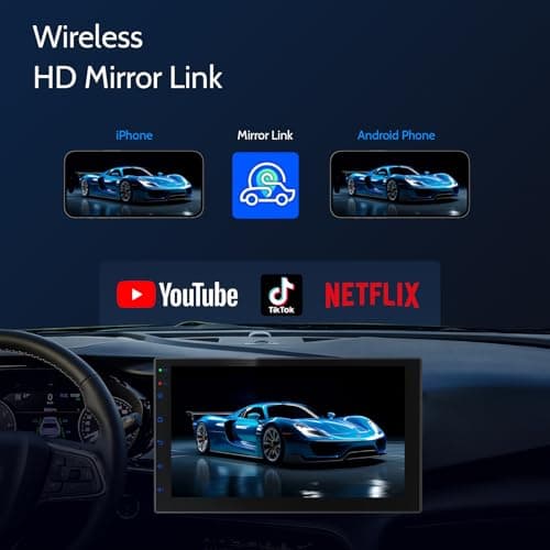 Haudio Double Din Car Stereo Radio with 7 inch HD Touchscreen, Wireless Apple Carplay & Android Auto, Bluetooth, SWC, Mirror Link, AUX,FM Car Radio Receiver(No backup reversing camera)|for All Vehicle 6