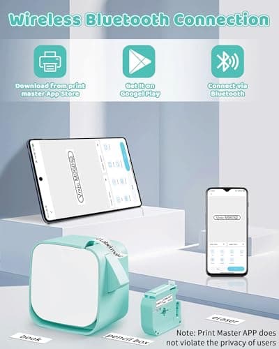 Vixic Bluetooth Label Maker - Rechargeable Mini Labeler Machine with Tapes, M960 Label Sticker Portable Printer, Multiple Icon Fonts for Kids School Home Business Office Organization 6