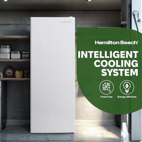 Hamilton Beach HBFRF6892-WHITE HBFRF6892 Upright Convertible Fridge/Freezer-Reversible Door-Removable Glass Shelves-Adjustable Controls-6.8 cu ft, White 6