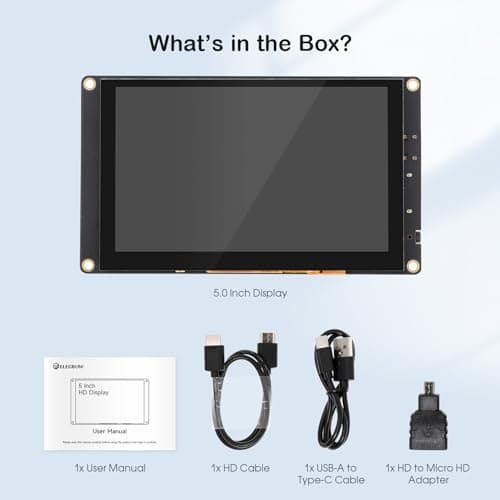 ELECROW 5 Inch Mini Touchscreen Monitor, TN Capacitive 5-Point Touch Screen 800×480 HD LCD Display Compatible with Raspberry Pi 5/4/4B/3B+/3B/B+, PC, Laptop, Driver-Free 6