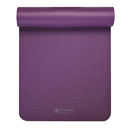 Gaiam Essentials Thick Yoga Mat Fitness & Exercise Mat with Easy-Cinch Carrier Strap, Purple, 72"L X 24"W X 2/5 Inch Thick, 10mm 9