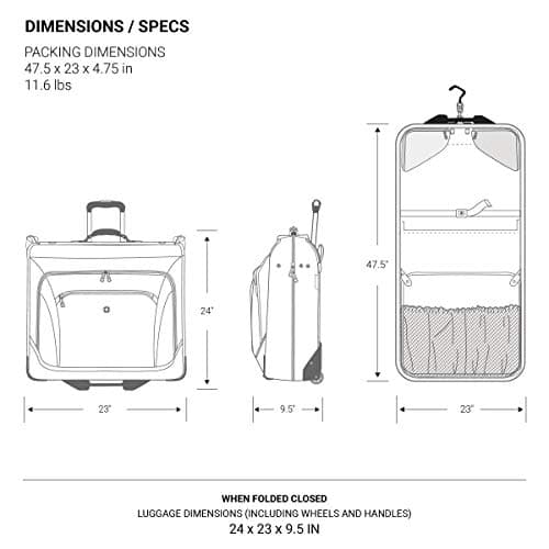 SwissGear 7895 Premium Rolling Garment Bag, Bonus Hanging Feature, Men's and Women's, 24-Inch Luggage - Black 6