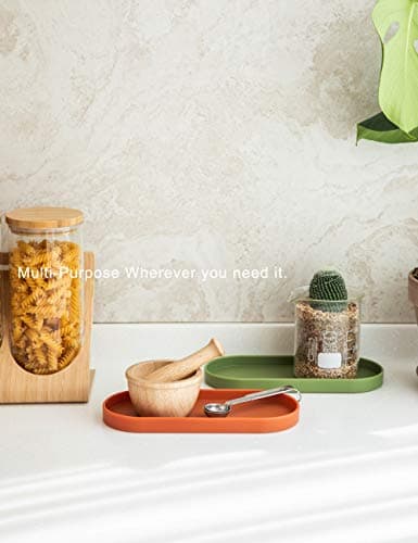 Lazy K Silicone Tray - Small Vanity Tray Organizer - Spoon Rest Holder - Kitchen Sink, Bathroom, Multi-Purpose Modern Counter Organizer (Black) 8