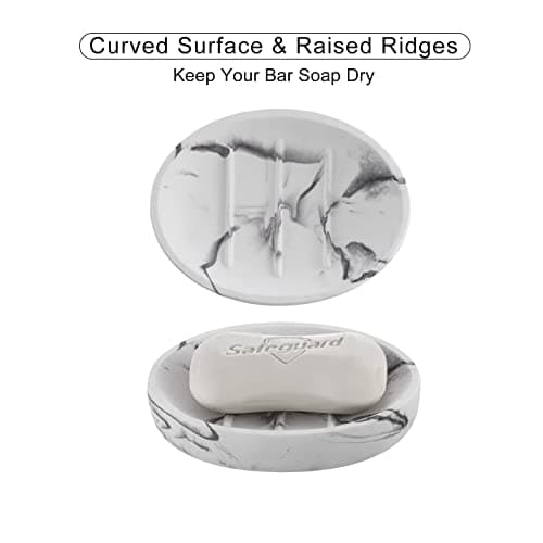 INIUNIK Marble Look Soap Dish - Bar Soap Holder for Shower, Bathroom & Kitchen Sink 6