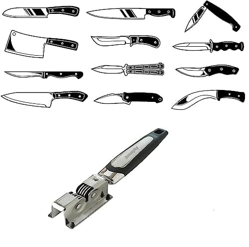 Knife Sharpener,Jonurphy Kitchen Knife Sharpeners,Rotating Steel Wheel Sharpening Discs,Manual Knife Sharpening Tool for Kitchen,Home 6