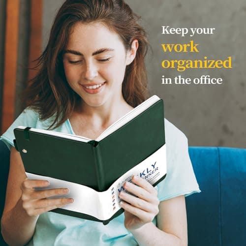 JUBTIC Hourly Daily Planner Undated, Leather Weekly and Monthly Calendar Planner, Appointment Book for Planning, To Do List Notebook Academic Planner to Track Your Goals - Dark Green, A5 Size 6