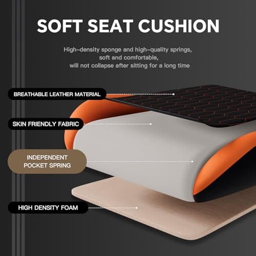 WOTSTA Gaming Chair with Footrest, High Back Gaming Chairs PVC Leather Ergonomic Gamer Chair with Adjustable Headrest Lumbar Support Racing Style Video Gaming Chair for Office/Home (Black Orange) 7