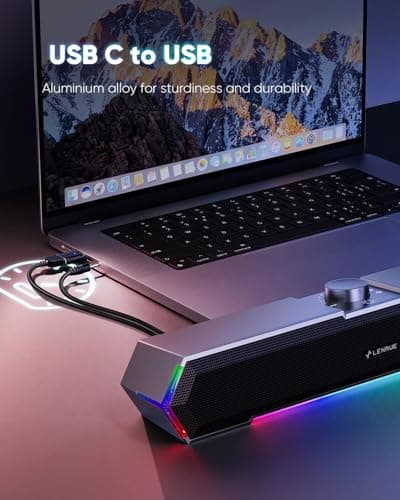LENRUE G11 Computer Speakers for Desktop, Touch Lights PC Speakers with Surge Clear Sound, USB C/USB Powered for Computer Desktop PC Laptop Monitor 6
