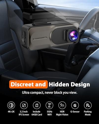 CAMBLO 4K+2K Dash Cam Front and Rear,3.2" IPS Full Screen Dual Dash Camera for Cars,Free 64G Card,5G Wi-Fi APP Control,HDR Ninght Vision Dash Camera,G-Sensor,170°Wide Angle, 24H Parking Mode,512GB MAX 9