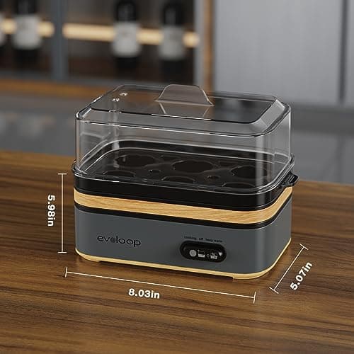 Evoloop Rapid Egg Cooker Electric 6 Eggs Capacity, Soft, Medium, Hard Boiled, Poacher, Omelet Maker Egg Poacher With Auto Shut-Off, BPA Free 7