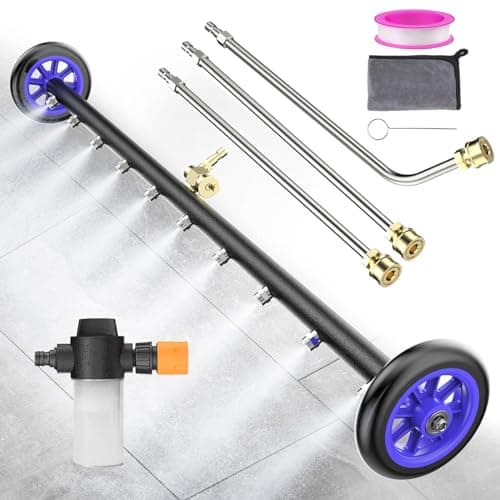 Aihand 35 Inch Undercarriage Washer - 2-in-1 Power Washer Under Car Attachment with 100ML Foam Cannon, 10 Nozzles,4000 PSI Water Broom with 3PCS Extension Wand Undercarriage Sprayer,Blue