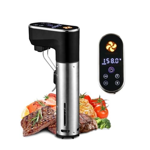 Outohomo Sous Vide Cooker,WiFi APP and Recipes Included,1300W IPX7 Waterproof Immersion Circulators,Precision Slow Cooker,Digital Display Control,Ultra Quiet,Fast Heating,Easy to store(Black)