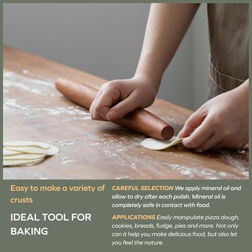 Muso Wood Sapele Wooden French Rolling Pin for Baking, Tapered Roller for Fondant, Pie Crust, Cookie, Pastry (French 15-3/4inch) 5