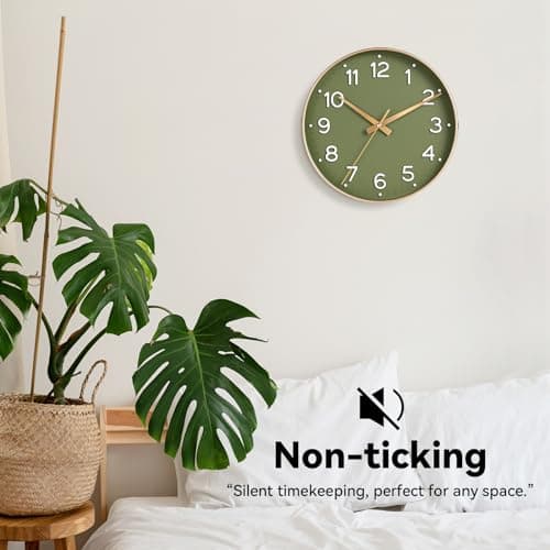 cicininc Wall Clock Green-Silent Wall Clocks Battery Operated 8 Inch-Modern Non Ticking Analog Clock Decorative for Kitchen Office Bathroom Bedroom(Gold) 6