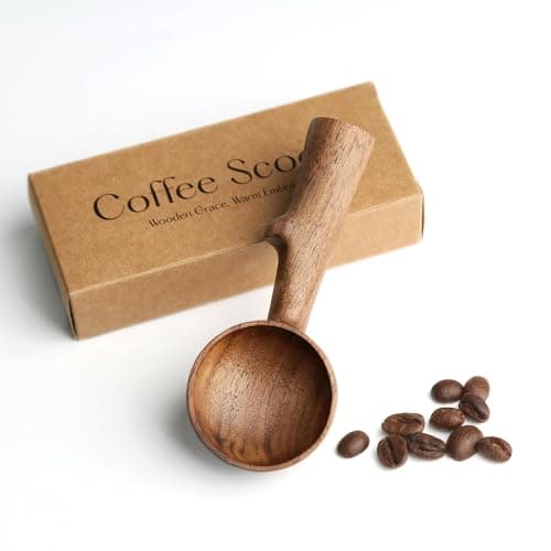 YANISM Walnut Coffee Scoop,Wooden Coffee Bean Measuring Spoon,5g Capacity,Natural Wood Coffee Scoop for Tea,Sugar & Powder,Rustic Kitchen Gift for Coffee Lovers