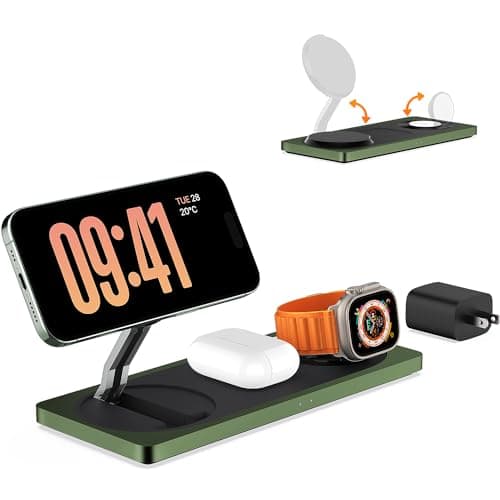 3-in-1 Charging Station for Apple Devices: Used for iPhone and Watch Charging Station with Magsafe Charger Stand, Wireless Charger for iPhone 17 Air 16 15 14 13 Series, Apple Watch Ultra, AirPods Pro 7