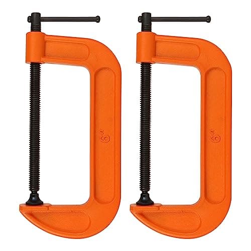 2Pcs 6 Inch C Clamp Heavy Duty C Clamps Quality Iron C-Clamps Industrial Strength C Clamp Set for Woodworking Welding Building Metal Workpiece