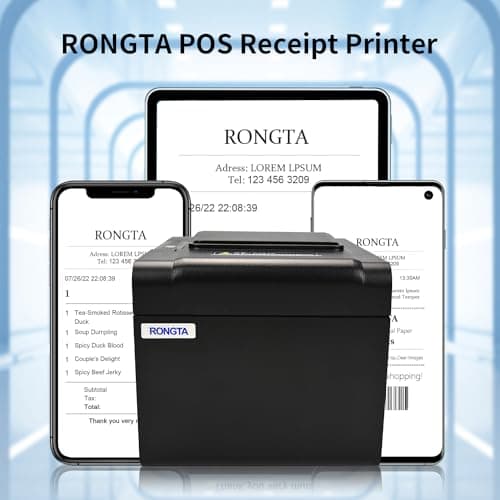 Rongta POS Receipt Printer, 80mm Thermal Printer, ESC/POS, Restaurant Kitchen Printer with Auto Cutter Support Cash Drawer,USB Serial Ethernet Receipts Printer for Small Business,Not for Square 5