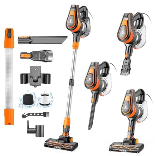 TC-JUNESUN 550w Stick Vacuum Cleaner for Home,Double Motor Power Suction Stick Vacuum Cord for Hardwood and Carpet,Pet Vacuums for Dog Hair with 19.7ft Cord