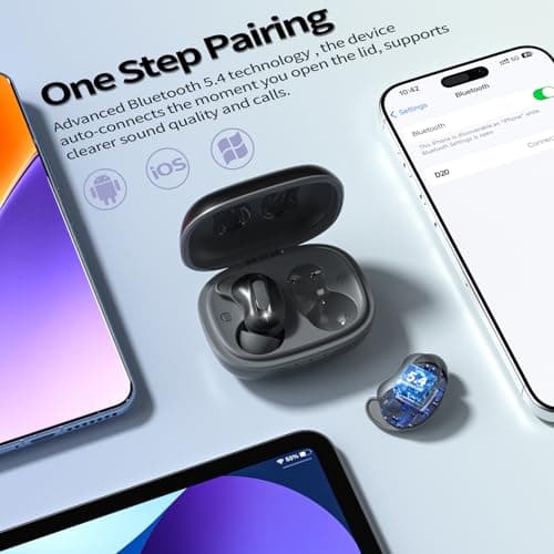 Sleep Earbuds, Mini ANC Wireless Earbuds Bluetooth 5.4 Headphones Deep Bass Stereo, 48H Playtime Ear Buds, 4 ENC Noise Cancelling Mic, In Ear IP7 Waterproof Earphones for Side Sleepers,Touch Control 5