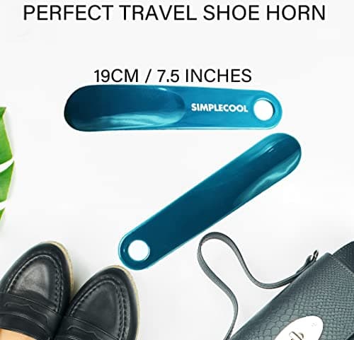 SIMPLECOOL Plastic Shoe Horn, Portable Travel Shoe Horns. Small Shoehorn Boot Shoehorns, Shoes Wearing Helper Spoon Stick Assist Tool for Men Women Seniors Kids. (Blue/7.5"/2pcs) 5