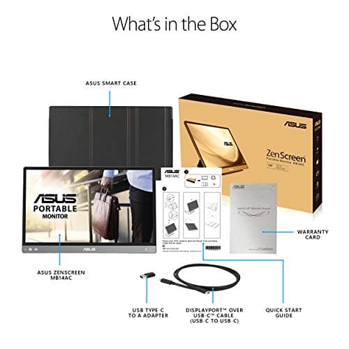 ASUS ZenScreen MB14AC 14” Portable USB Type-C Monitor, 1080P Full HD, IPS, Eye Care, Anti-Glare Surface, External Screen for Laptop, Hybrid Signal Solution 7