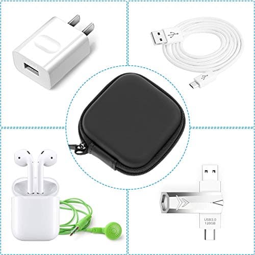 Earbud Case, Cridoz Earphone Case Headphone EVA Earbud Holder with Stainless Steel Carabiner Cell Phone Accessories Organizer Mini Earbud Pouch for Wireless Earbuds, Bluetooth Headset, SD Memory Card 6