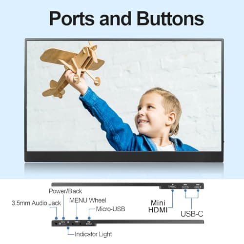 Lasitu 2K Portable Monitor 16 Inch 144Hz 2560x1440 Travel Monitor 100% sRGB Laptop Display IPS Portable Screen for Laptop PC Phone Xbox PS4-5 Switch with Smart Cover 6