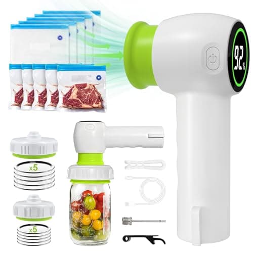 Electric Mason Jar Vacuum Sealer for Wide and Regular Mason Jars 2025 Updated Handheld Vacuum Sealer Machine Kit for Food Fresh and Fermentation