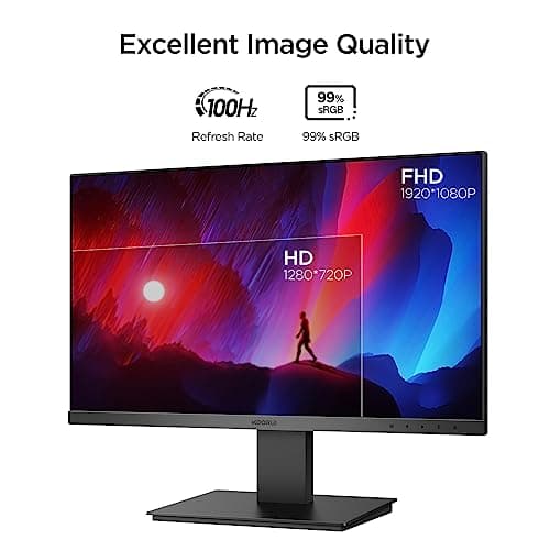 KOORUI 23 Inch Computer Monitor, FHD 1080p 100Hz, VESA Mountable, Adpitive Sync, Eye Care and Tilt, Black 6