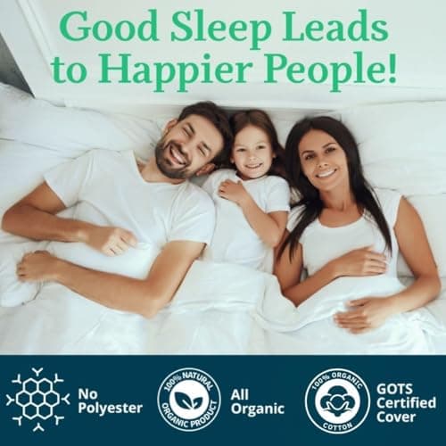 OrganicTextiles Natural Latex Pillow with Organic Cotton Cover, Standard Size, Soft, Pressure Relief, Neck Pain Relief, Bed Pillow for Side, Back and Stomach Sleeper 8