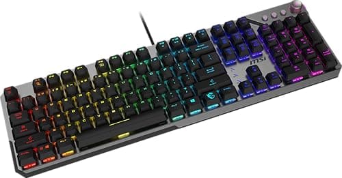 msi Strike 600 - KAILH Midnight PRO Silent Tactile SWITCHES - Ergonomic Keycaps, Anti-Slip Base, Per-Key RGB Mystic Light, USB 2.0 - Full-Sized 7