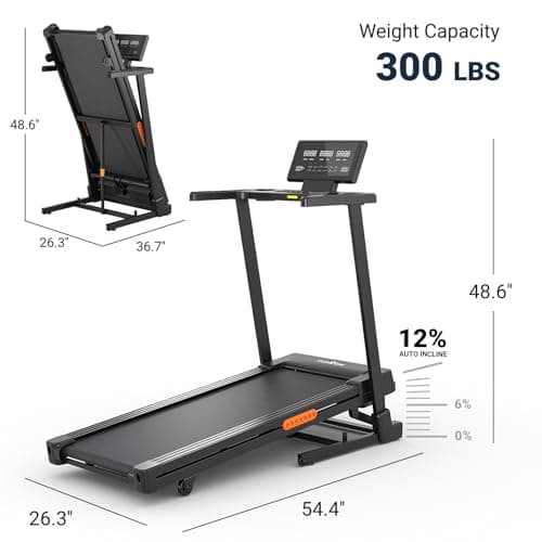 THERUN Treadmill with Incline, 3.0 HP Foldable Treadmills for Home, Brushless Motorized Incline, Treadmill for Home with 0%-12% Auto Incline, 300 LBS Capacity 7