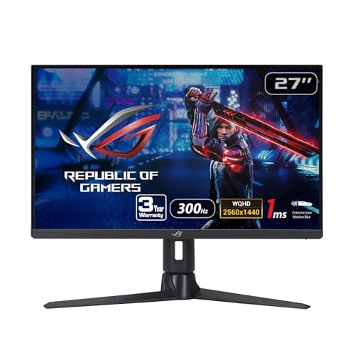 ASUS ROG Strix 27” 1440P Gaming Monitor (XG27AQMR) - 27”, QHD (2560 x 1440), Fast IPS, 300Hz, 1ms, G-SYNC Compatible, FreeSync Premium Pro, Extreme Low Motion Blur Sync, DisplayPort, DisplayHDR 600