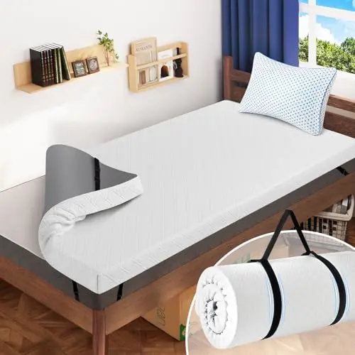 3 Inch Gel Memory Foam Mattress Topper Twin XL Size for College School Dorm,Soft Cooling Ventilated & Breathable Bed Topper for Back Pain Pressure Relief CertiPUR-US Non-Slip Washable Cover