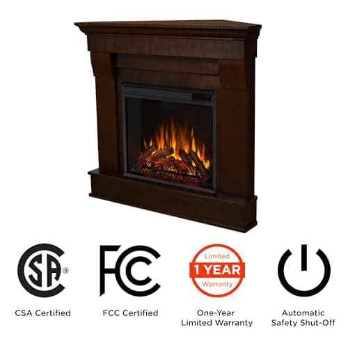 Real Flame Chateau 41" Corner Electric Fireplace with Mantel for Living Room or Bedroom, Replaceable Fireplace Insert Heater, Realistic Log and Flame Effect, Remote Control, Timer. 7