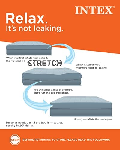 Intex 64177E Dura-Beam Standard Prestige Mid-Rise Air Mattress: Fiber-Tech – Twin Size – Quickfill USB Air Pump – 12in Bed Height – 300lb Weight Capacity 5