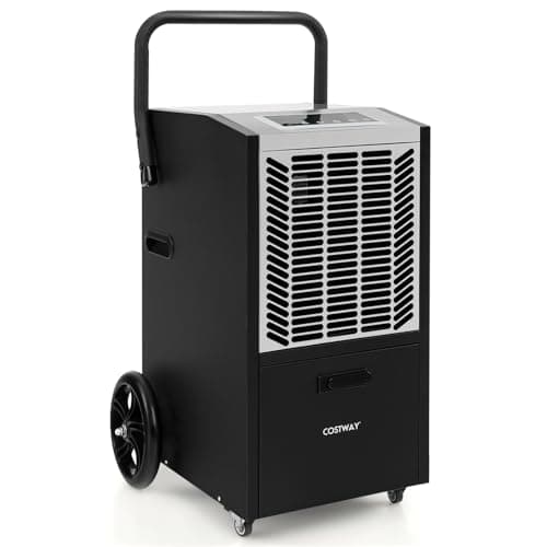 COSTWAY 163 Pints Commercial Dehumidifier, 4500 Sq.Ft Crawl Space Dehumidifier with Pump & Drain Hose, 24H Timer, for Basement, Warehouse, Job Site (White)