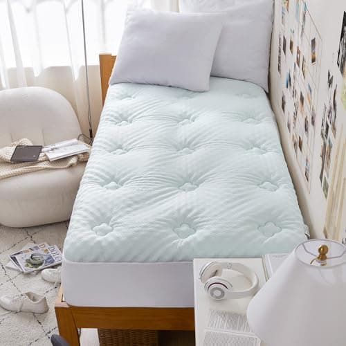 Hansleep Twin Mattress Pad Topper Memory Foam, Twin Foam Mattress Topper Viscose Derived from Bamboo, Twin Size Bed Mattress Pad Cover for Back Pain Relief, 39" x 75", White