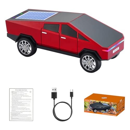WS-699 Solar Bluetooth Replica Speaker – Future Pickup Truck Design, HD Sound, TWS Stereo Pairing, FM Radio, LED Party Light, USB/TF Playback, Hands-Free Mic, Type-C Charging, Portable Gift (Red)