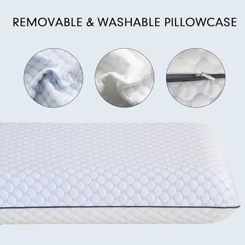 Okao Home Goods Memory Foam Pillow, Standard Ventilated Bed Pillow with Washable Cover, Cooling, Orthopedic, Neck & Shoulder Support, Back, Side & Stomach Sleepers, Hotel Essentials, Standard 1 Pack 6