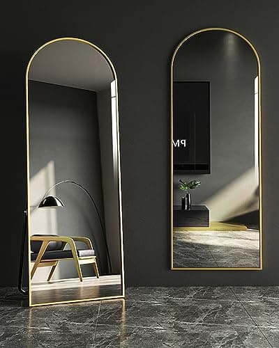 DYNWELL Arched Full Length Mirror, Floor Mirror with Stand, 64"x21", Wall Mirror Full Length, Gold Floor Length Mirror, Gold 6
