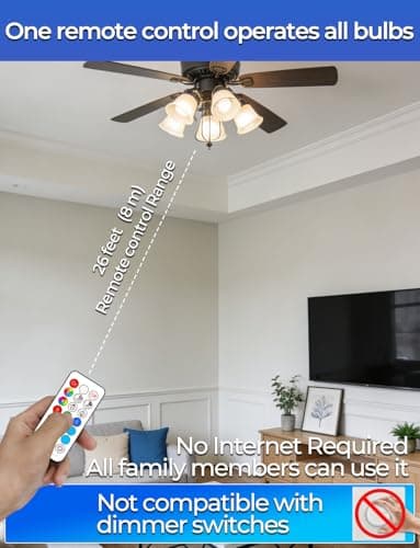 ILC RGB LED Light Bulb, Color Changing 40W Equivalent, 5700K Daylight White, 450LM 5W E26 Screw Base RGBW, Mood Light Bulb - 12 Color Choices - Timing Infrared Remote Control Included (4 Pack) 8