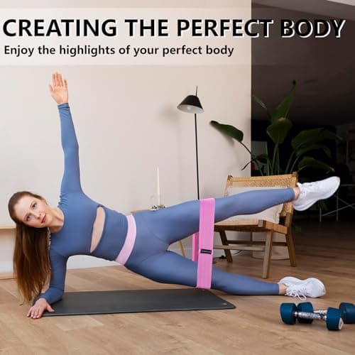 Exercise Bands, 3 Levels Fabric Resistance Bands for Working Out, Workout Bands Resistance for Women & Men, Multi-Colored Fabric Booty Bands for Leg Strength Training, Rehab, Yoga(Pink) 6